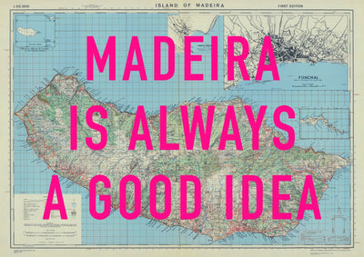 Madeira Retro Pop Art Map Print (landscape)