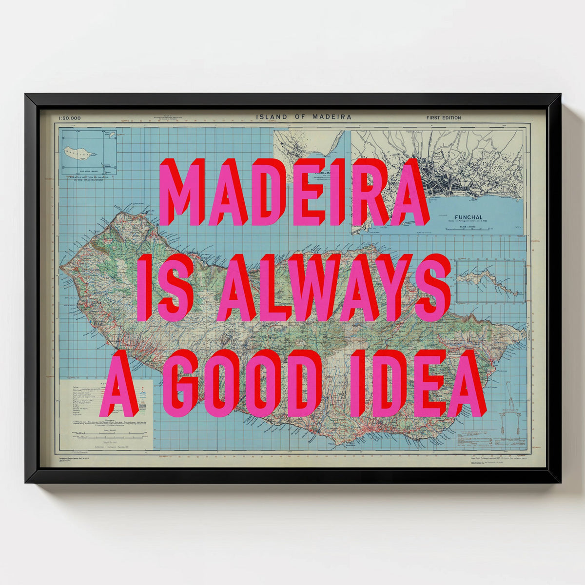 Madeira Retro Pop Art Map Print (landscape) - Magic Posters