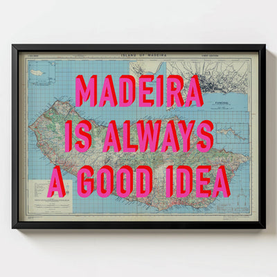 Madeira Retro Pop Art Map Print (landscape) - Magic Posters