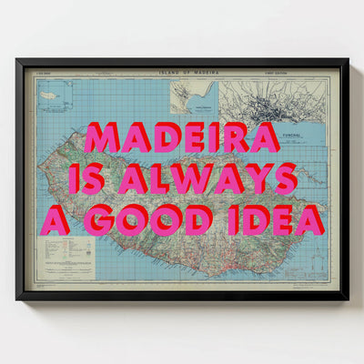 Madeira Retro Pop Art Map Print (landscape) - Magic Posters