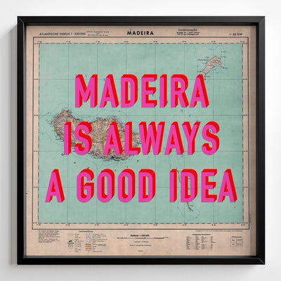 Madeira Retro Pop Art Map Print (square) - Magic Posters