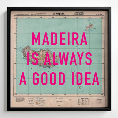 Madeira Retro Pop Art Map Print (square) - Magic Posters
