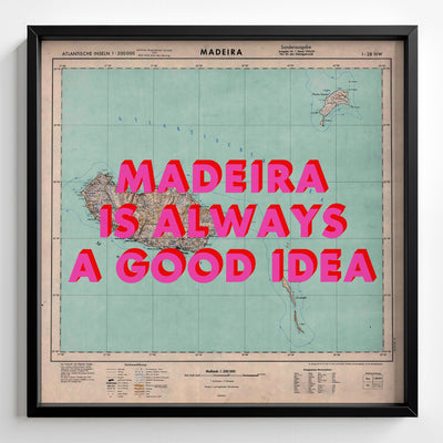 Madeira Retro Pop Art Map Print (square) - Magic Posters