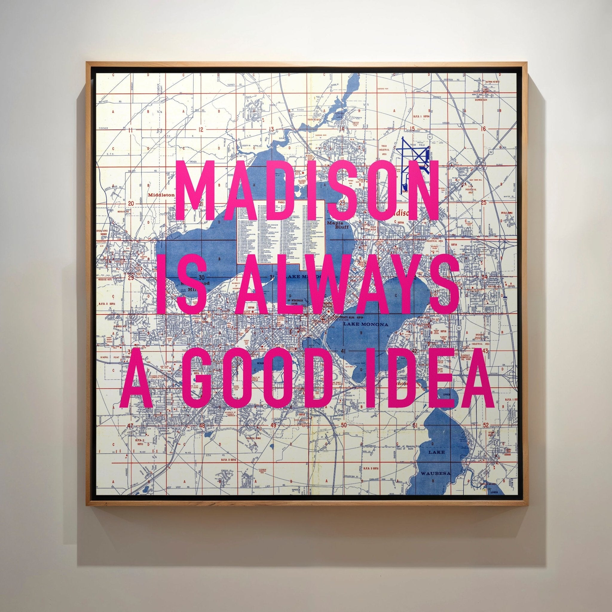 Madison Retro Pop Art Map Print Wisconsin (Square) - Magic Posters