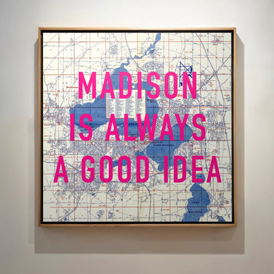 Madison Retro Pop Art Map Print Wisconsin (Square) - Magic Posters