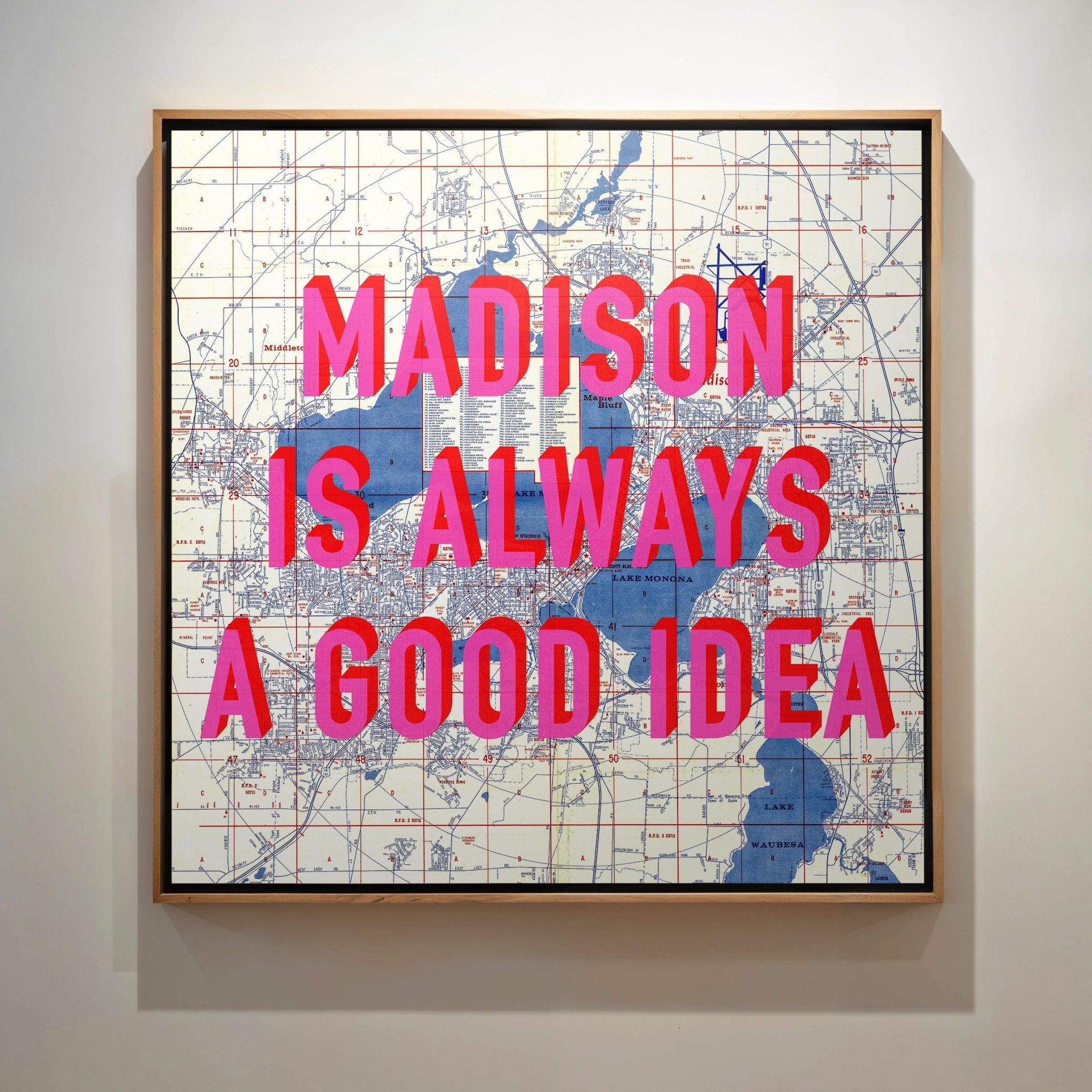 Madison Retro Pop Art Map Print Wisconsin (Square) - Magic Posters