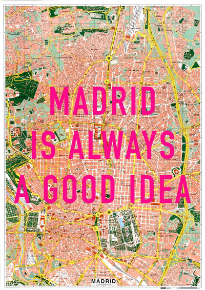 Madrid Retro Pop Art Map Print (portrait)