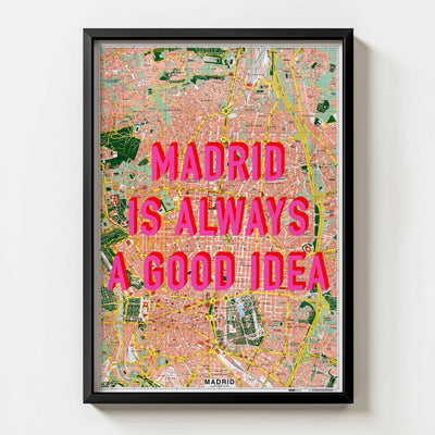 Madrid Retro Pop Art Map Print (portrait) - Magic Posters