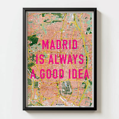 Madrid Retro Pop Art Map Print (portrait) - Magic Posters