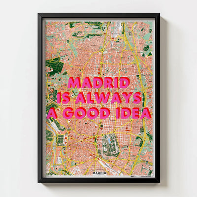 Madrid Retro Pop Art Map Print (portrait) - Magic Posters