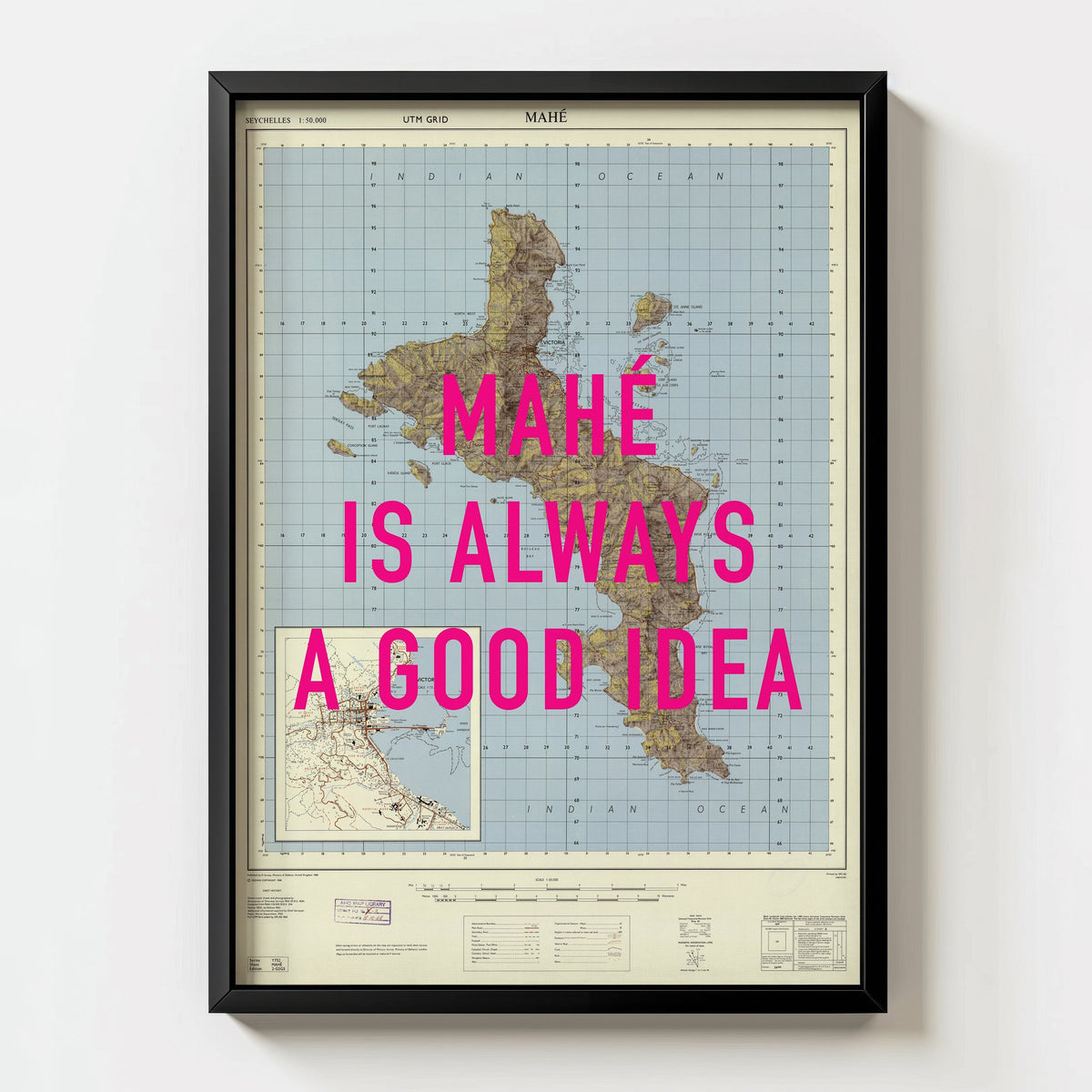 Mahé Retro Pop Art Map Print (portrait) - Magic Posters