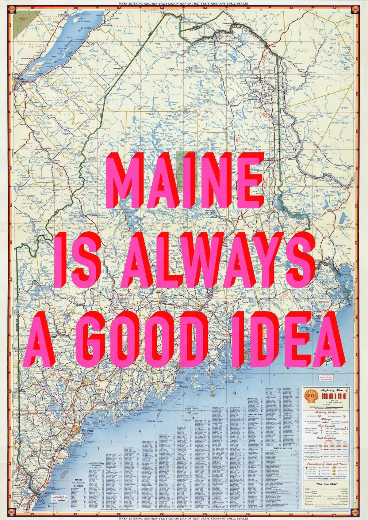 Maine Retro Pop Art Map Print