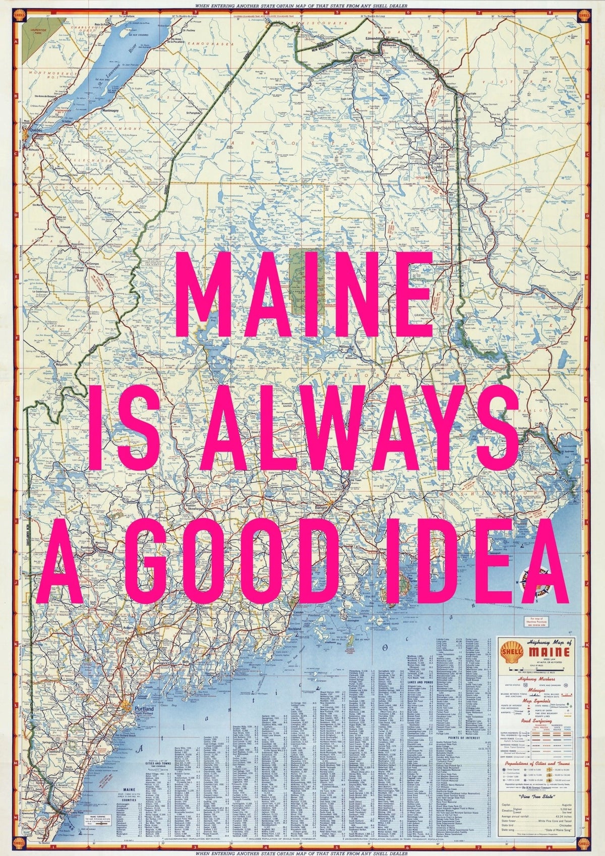 Maine Retro Pop Art Map Print