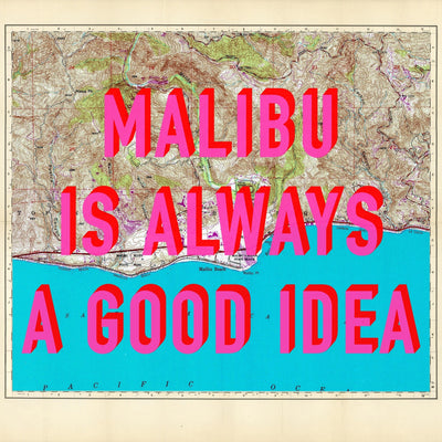 Malibu California Retro Pop Art Map Print (Square)