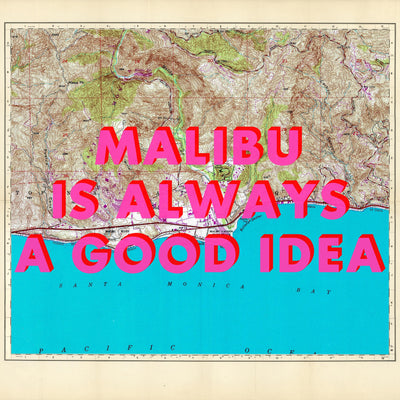 Malibu California Retro Pop Art Map Print (Square)