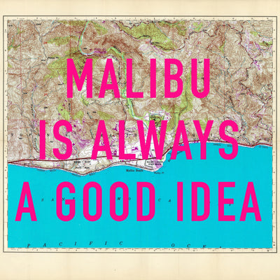 Malibu California Retro Pop Art Map Print (Square)