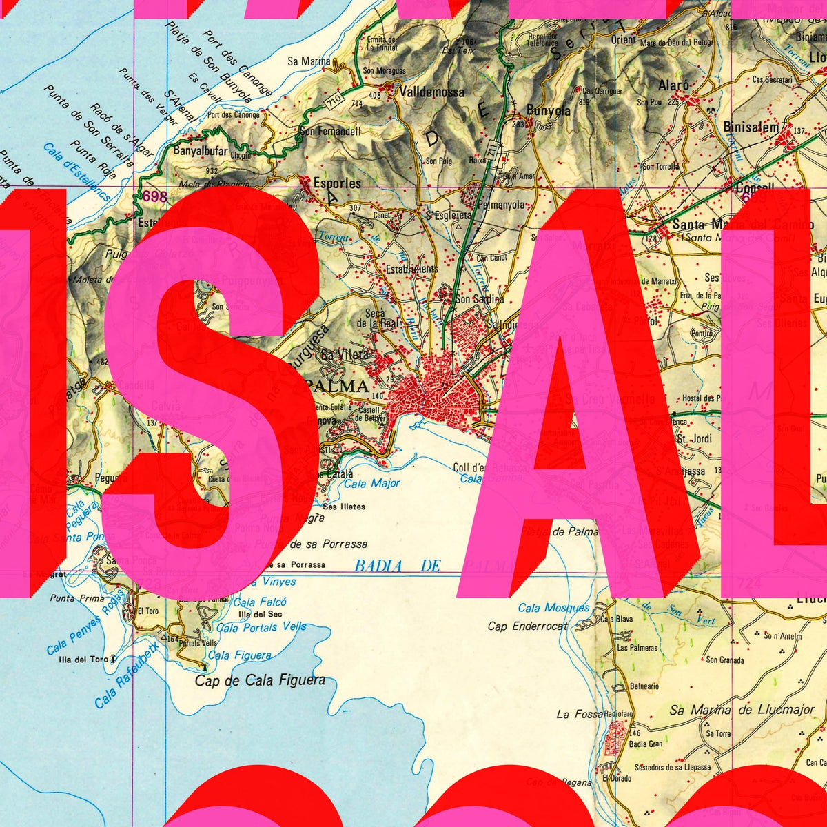 Mallorca Retro Pop Art Map Print