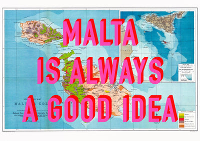 Malta Retro Pop Art Map Print