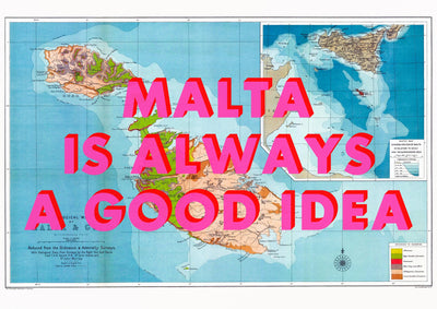 Malta Retro Pop Art Map Print