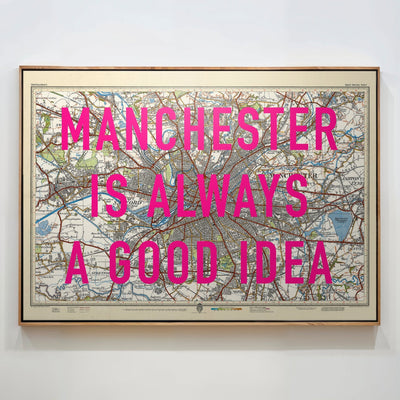 Manchester Retro Pop Art Map Print - Magic Posters