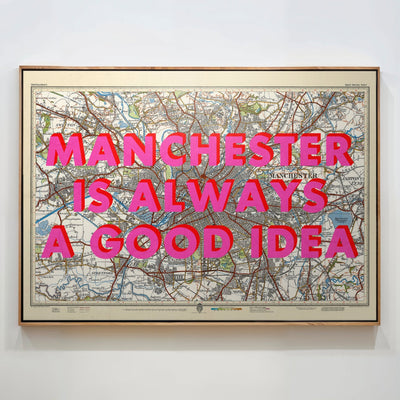 Manchester Retro Pop Art Map Print - Magic Posters