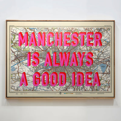 Manchester Retro Pop Art Map Print - Magic Posters