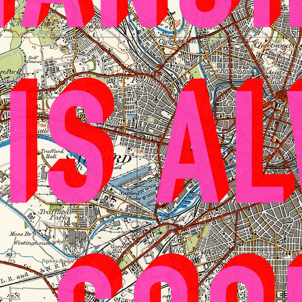 Manchester Retro Pop Art Map Print