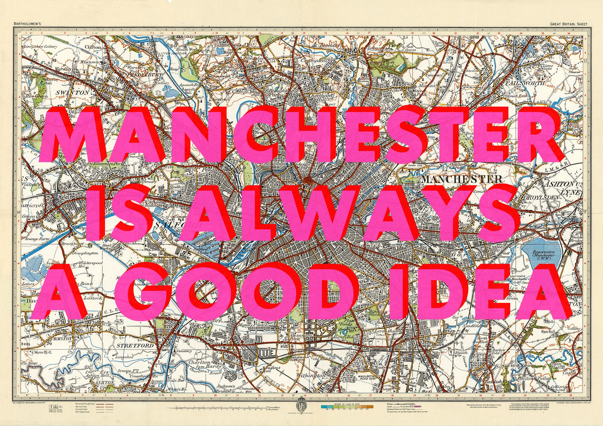 Manchester Retro Pop Art Map Print