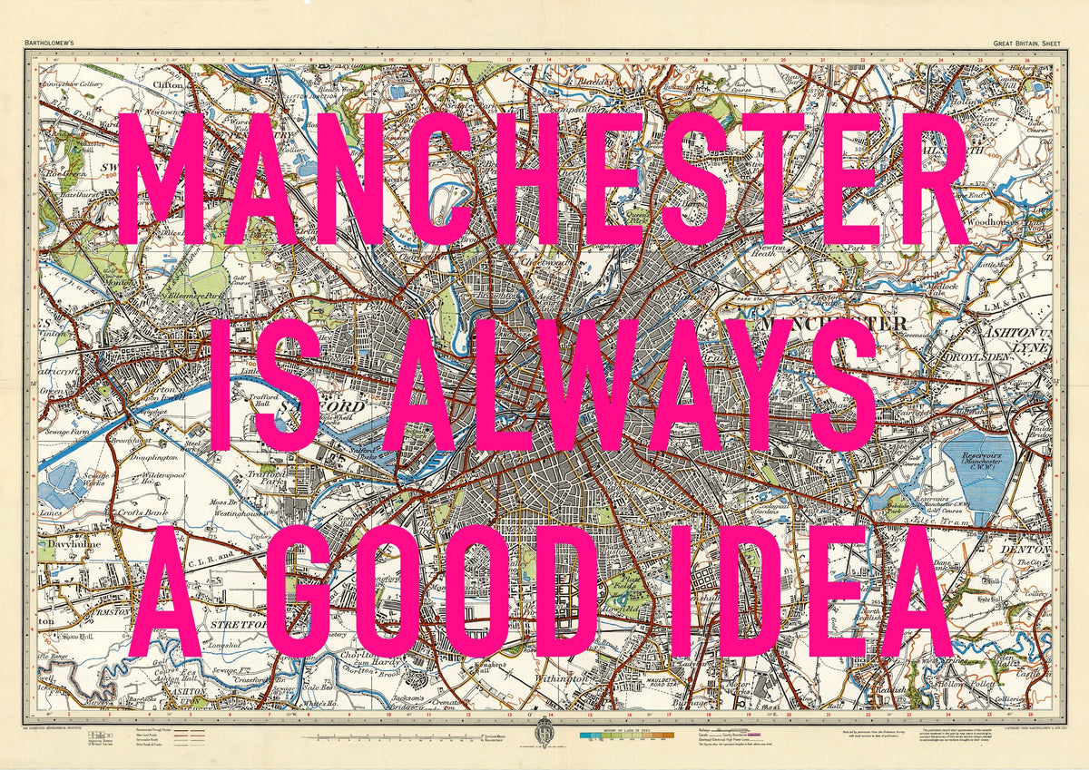 Manchester Retro Pop Art Map Print