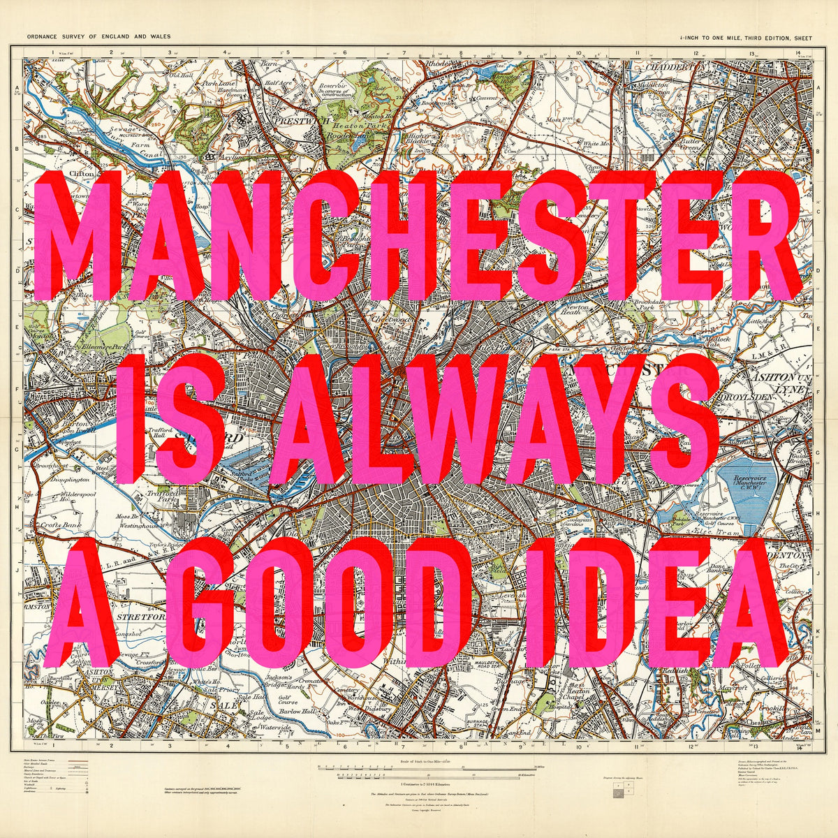 Manchester Retro Pop Art Map Print