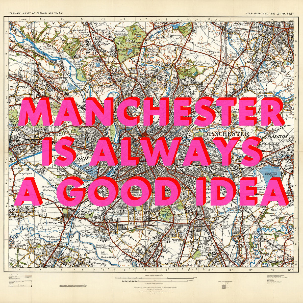 Manchester Retro Pop Art Map Print