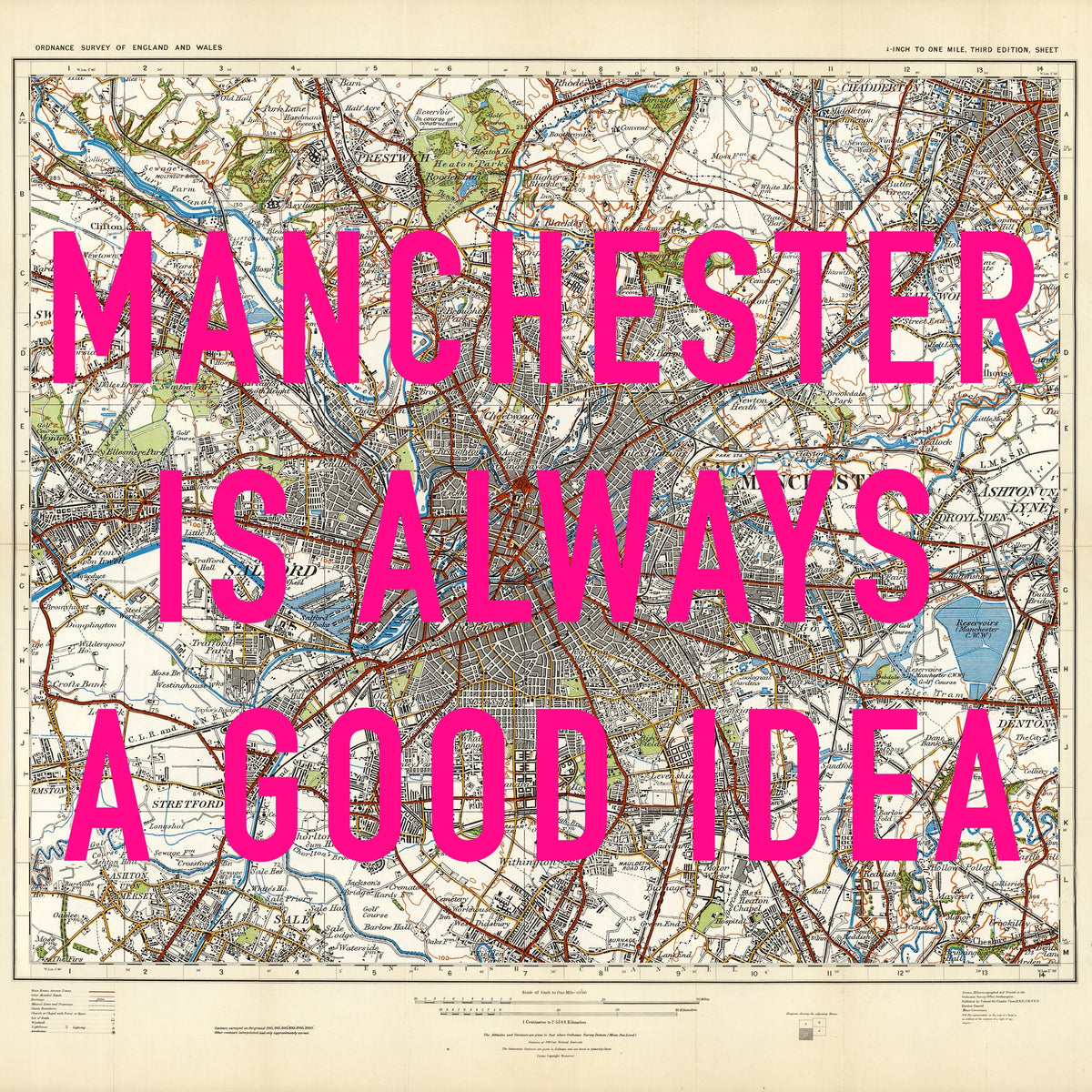Manchester Retro Pop Art Map Print