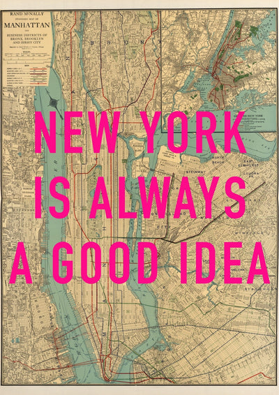 Manhattan New York Retro Pop Art Map Print