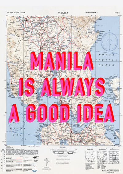 Manila Retro Pop Art Map Print (portrait) - Magic Posters