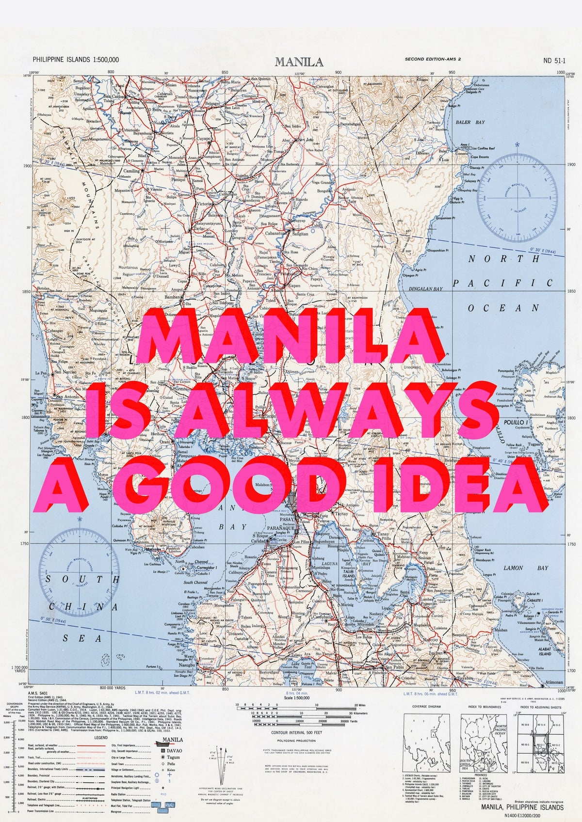 Manila Retro Pop Art Map Print (portrait) - Magic Posters