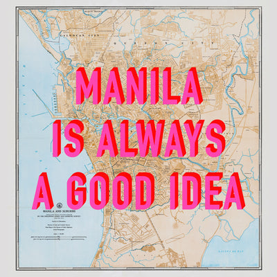Manila Retro Pop Art Map Print (square) - Magic Posters