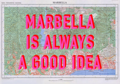 Marbella Retro Pop Art Map Print (landscape)