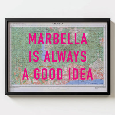Marbella Retro Pop Art Map Print (landscape) - Magic Posters