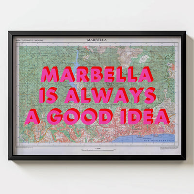 Marbella Retro Pop Art Map Print (landscape) - Magic Posters