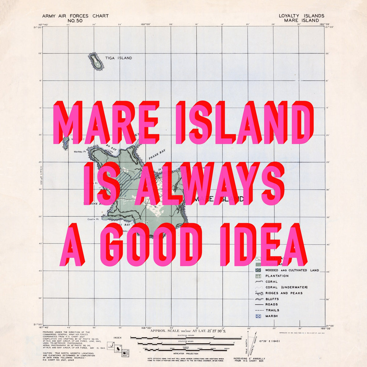 Mare Island Retro Pop Art Map Print (square) - Magic Posters