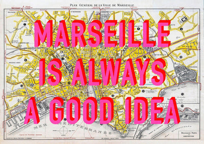 Marseille Retro Pop Art Map Print (landscape)
