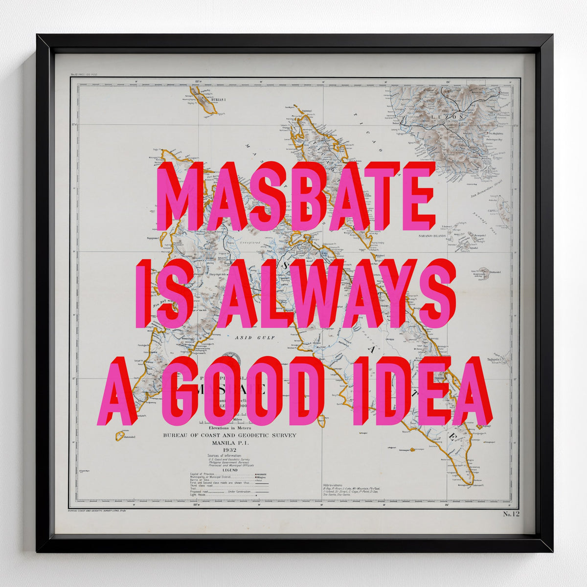 Masbate Retro Pop Art Map Print (square) - black frame mockup - Magic Posters Bold
