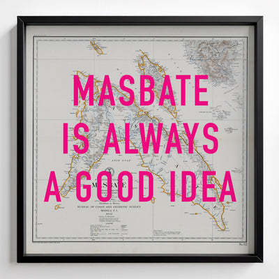 Masbate Retro Pop Art Map Print (square) - black frame mockup - Magic Posters