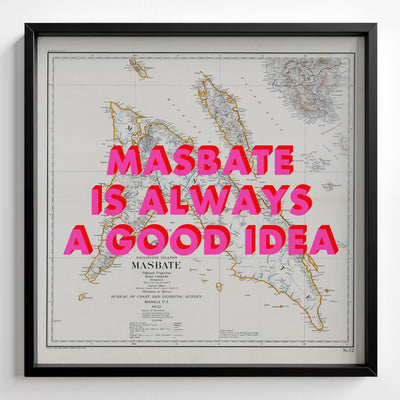 Masbate Retro Pop Art Map Print (square) - black frame mockup - Magic Posters