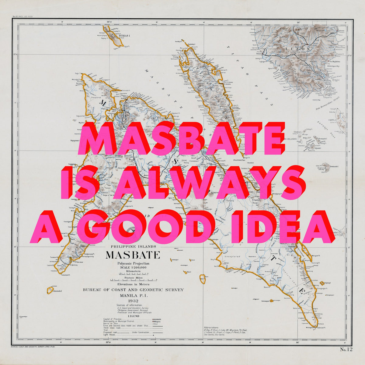 Masbate Retro Pop Art Map Print (square) - Magic Posters