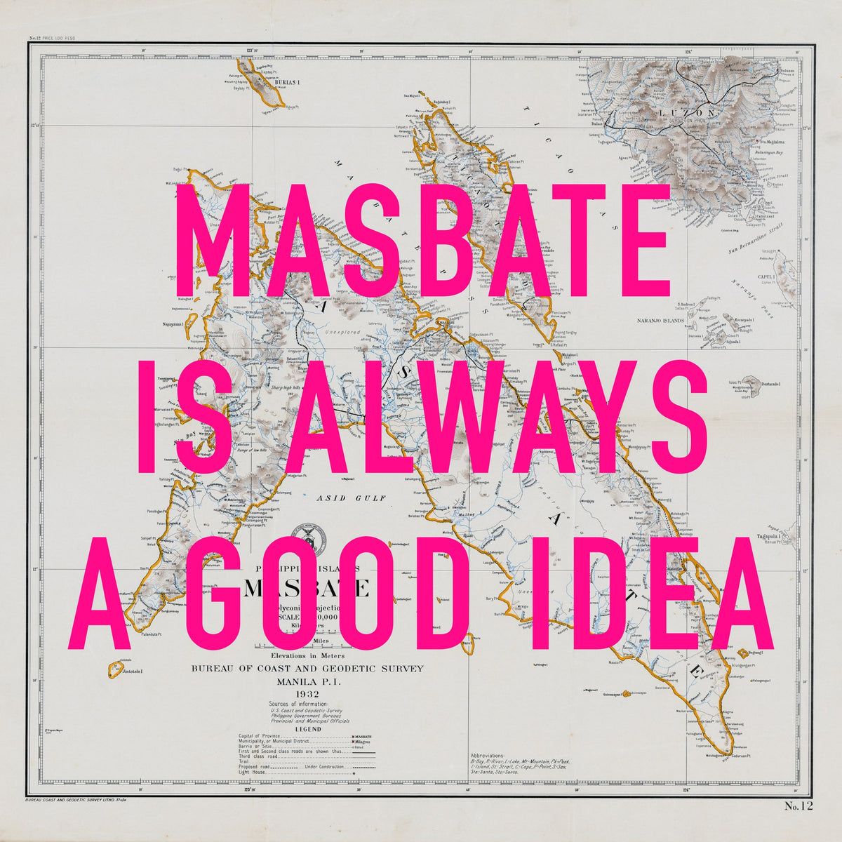 Masbate Retro Pop Art Map Print (square) - Magic Posters