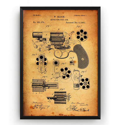 Mason Revolver Patent Print - Magic Posters