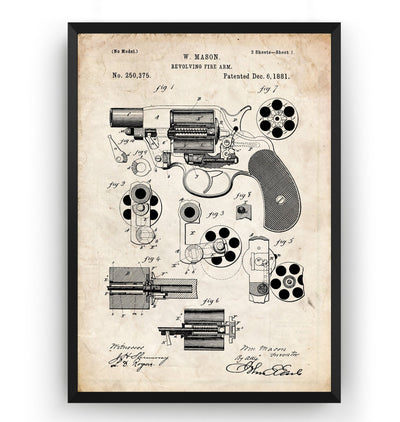Mason Revolver Patent Print - Magic Posters