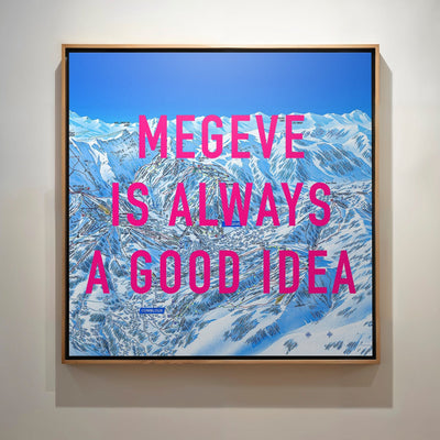 Megeve Retro Pop Art Ski Map Print - Magic Posters