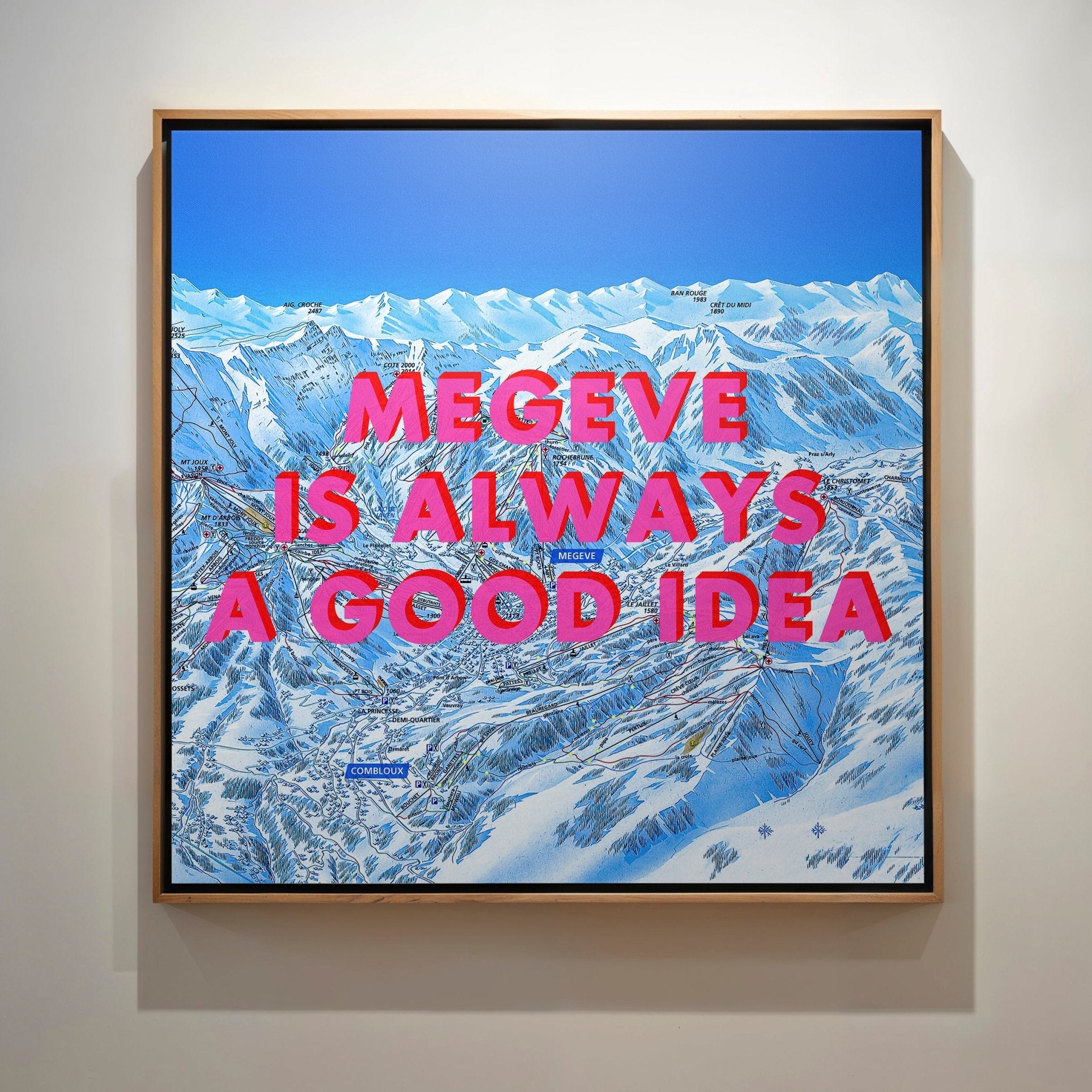 Megeve Retro Pop Art Ski Map Print - Magic Posters